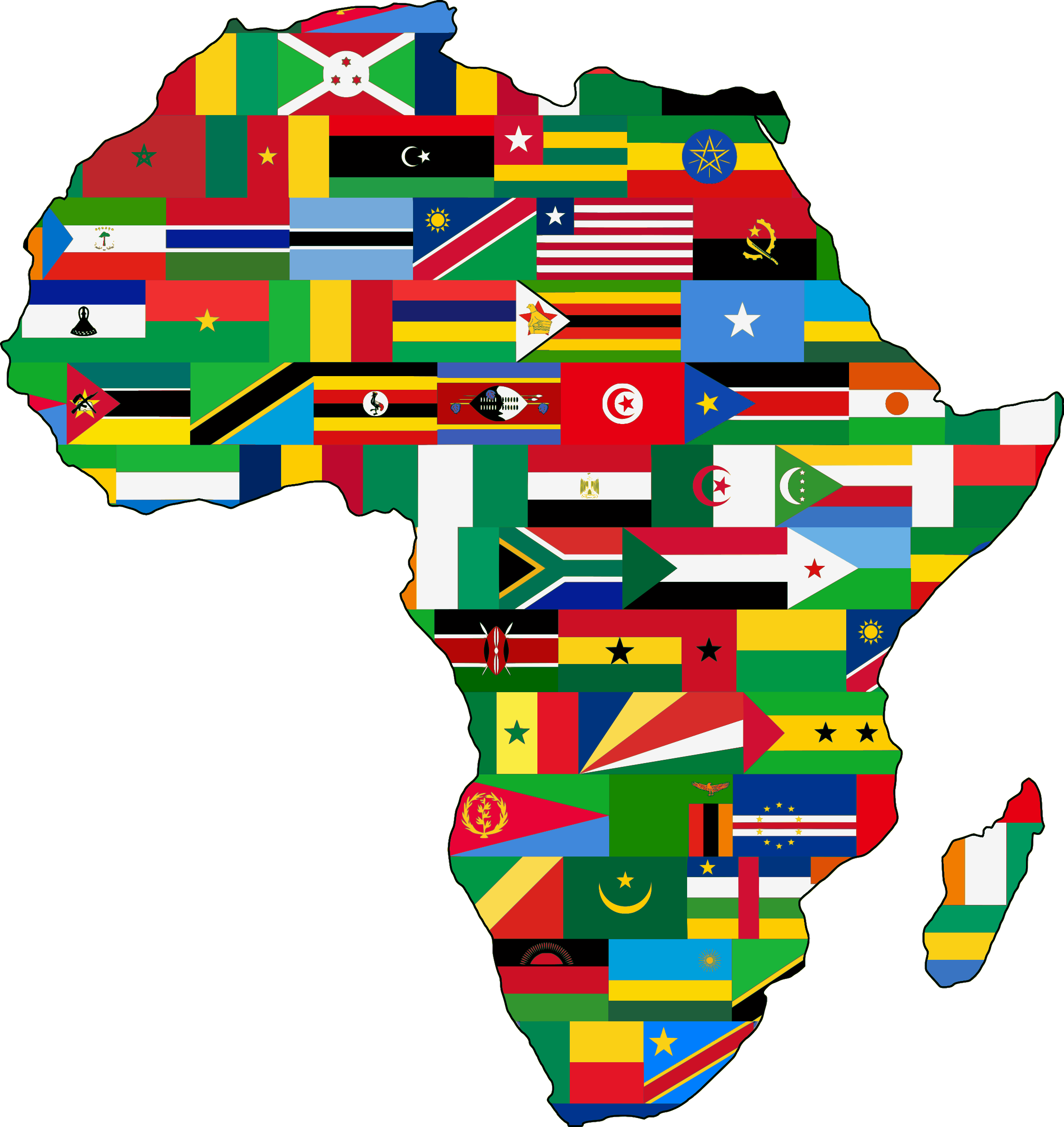 Africa map by flags