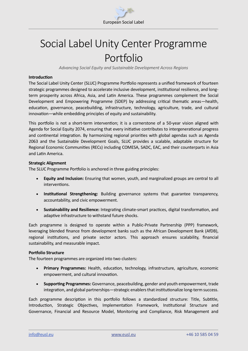 SLUC Major Programmes Portfolio – integrated blueprint for flagship programme governance and synergy