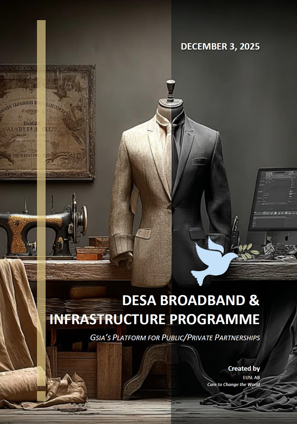 Cover page for DBIP – DESA Broadband & Infrastructure Program PDF, deploying high-speed broadband and integrated civil works.