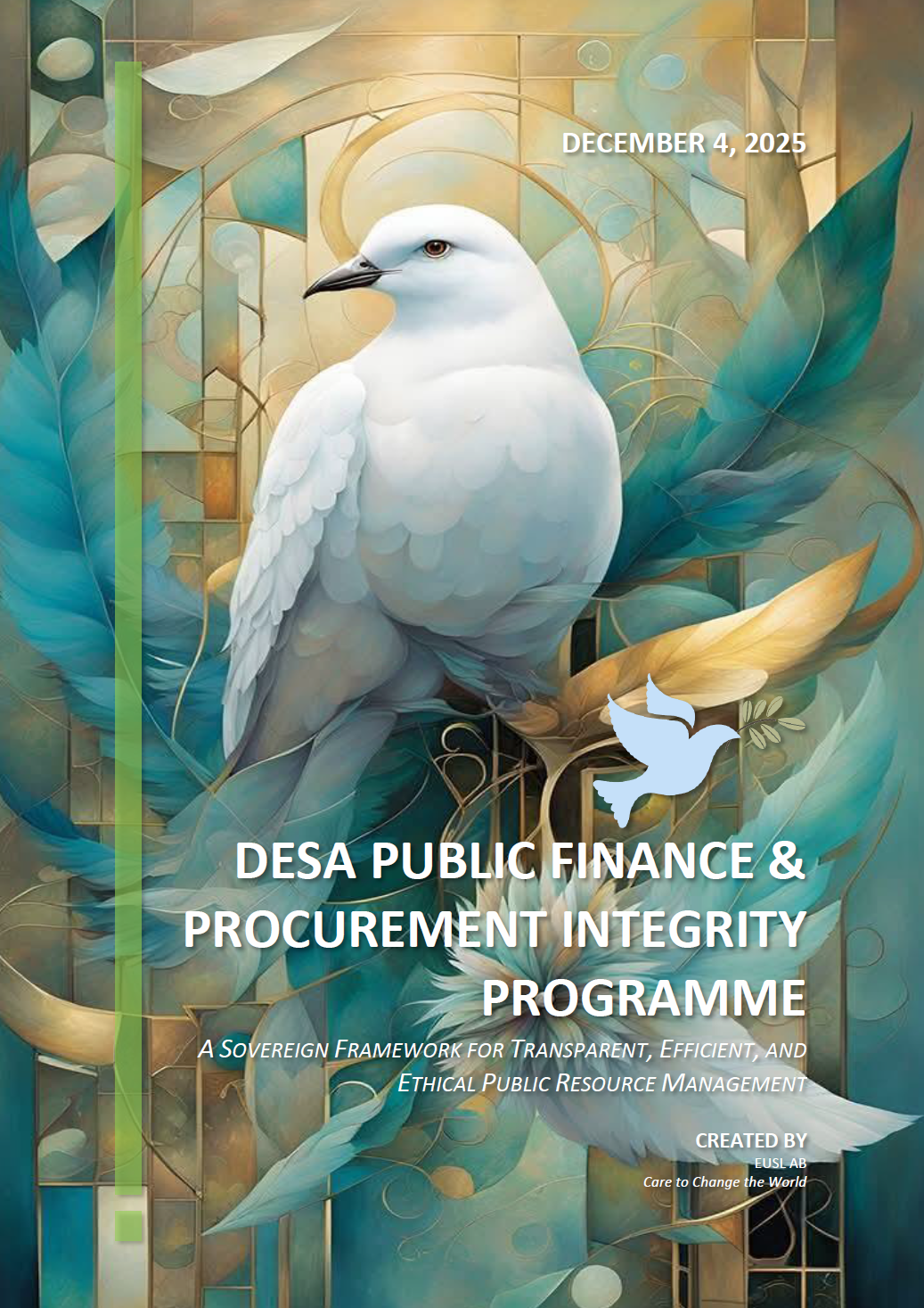 Cover page for DPFIP – DESA Public Finance & Procurement Integrity Program PDF, enforcing transparency in fiscal governance and procurement.