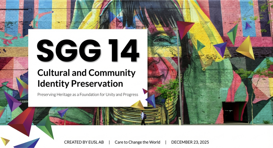 SGG 14 presentation highlighting cultural and community identity preservation as foundations for dignity, cohesion, and continuity.