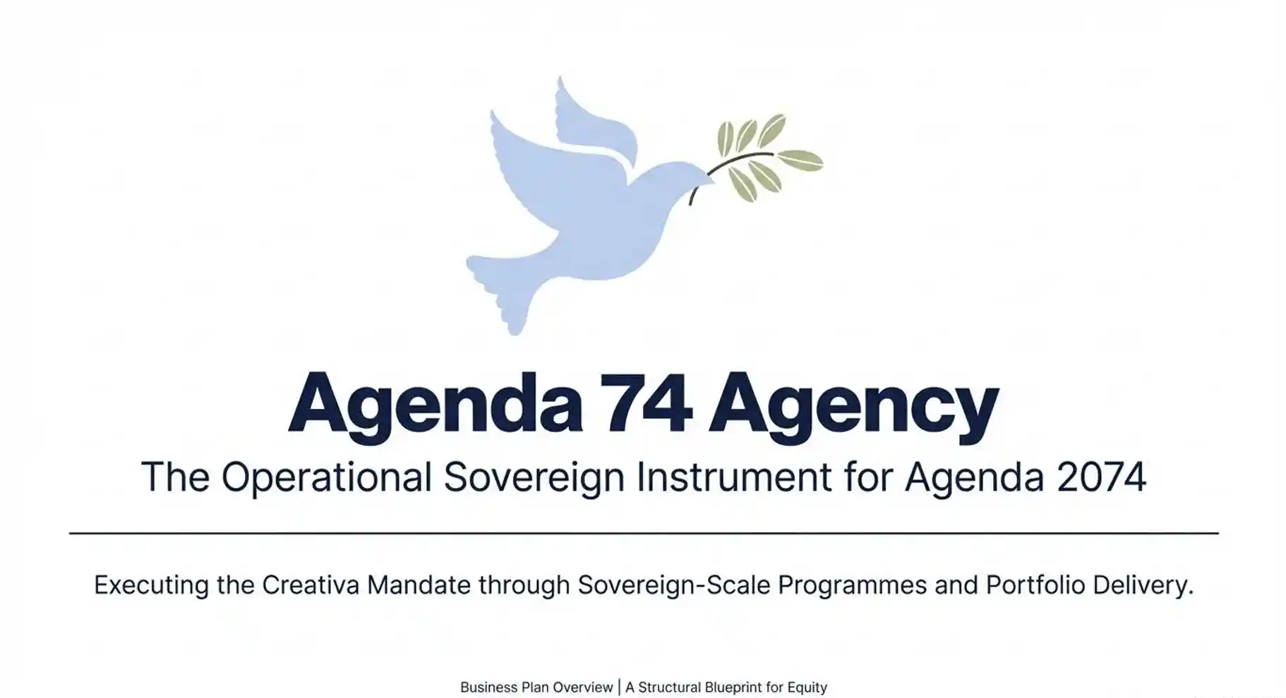Presentation of Agenda 74 Agency’s operational mandate and global delivery framework.