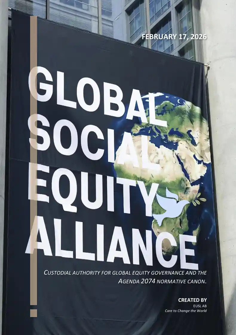 Global equity governance body setting standards, certifications, and jurisprudence under Agenda 2074.