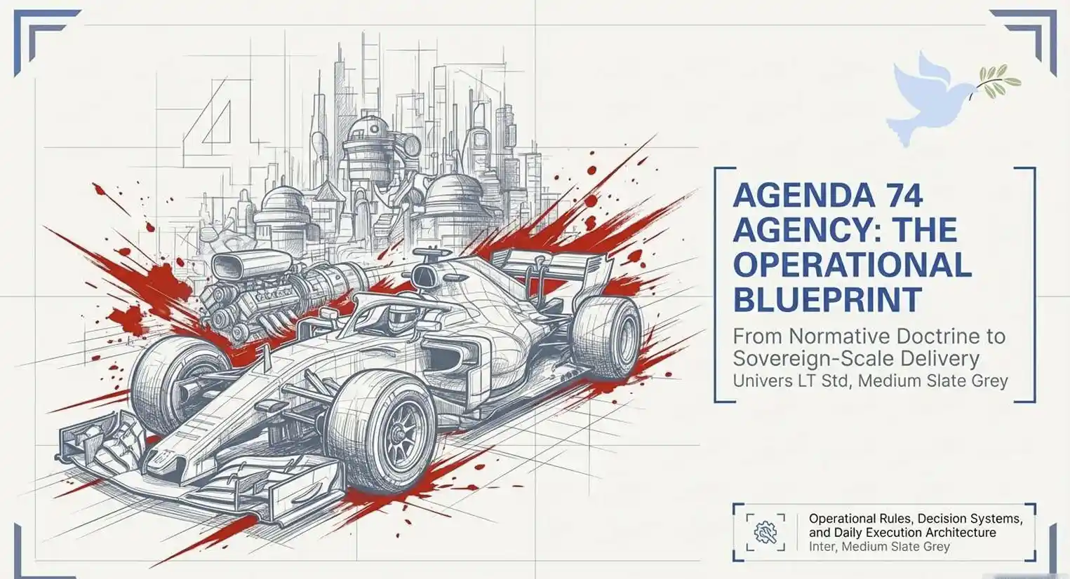 Slide deck illustrating the organisational and structural design of the Agenda 74 Agency.