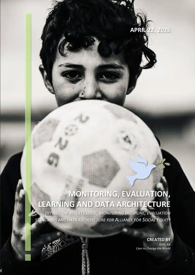 Monitoring and evaluation framework defining results, reporting, learning systems, and data governance for UASE.